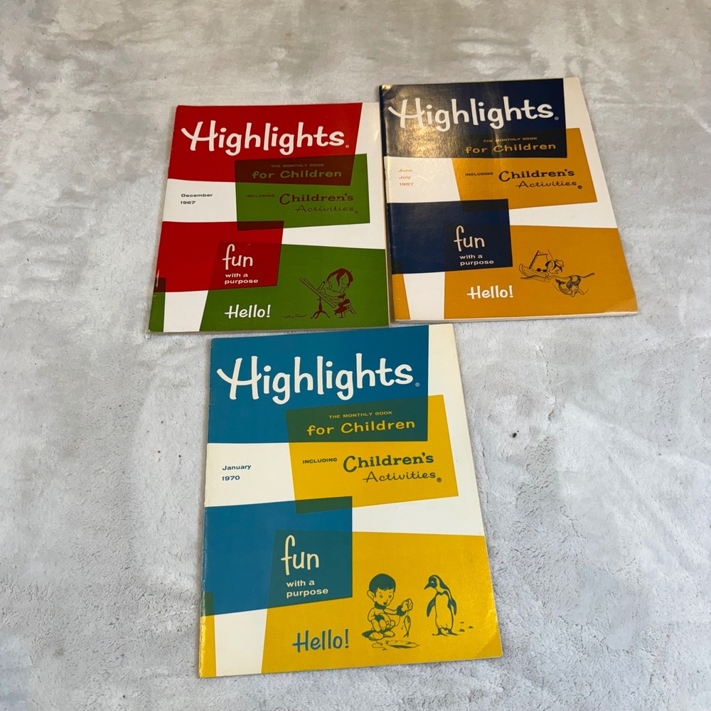 Vintage Highlights for Children Magazine Lot 1967 1970 Fun with a Purpose 3pk